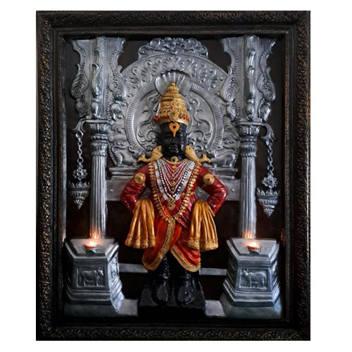 Vitthal Wall Mural - 3D Relief Design, Spiritual and Cultural Essence | Intricate Detailing, Devotion Theme