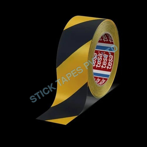 Tesa 4169 Floor Marking - PVC Material 50 mm Width x 33 m Length Yellow and Black Color | Single-Sided Acrylic Adhesive Excellent Peeling Strength 170% Elongation