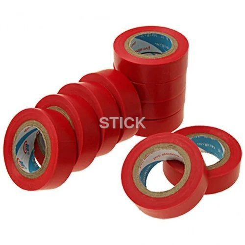 Pvc Electrical Insulation Tape - PVC, 10 Meters x 18 mm, Red | Rubber Pressure-Sensitive Adhesive, Flame Retardant, High Tensile Strength, 80Â°C Tolerance