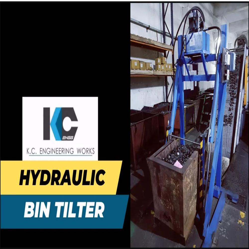 Industrial Hydraulic Bin Tilter - 2 Ton Capacity | Automatic Operation, Blue Paint Coated, Electrically Powered, Protective Surface Treatment, Warranty Included