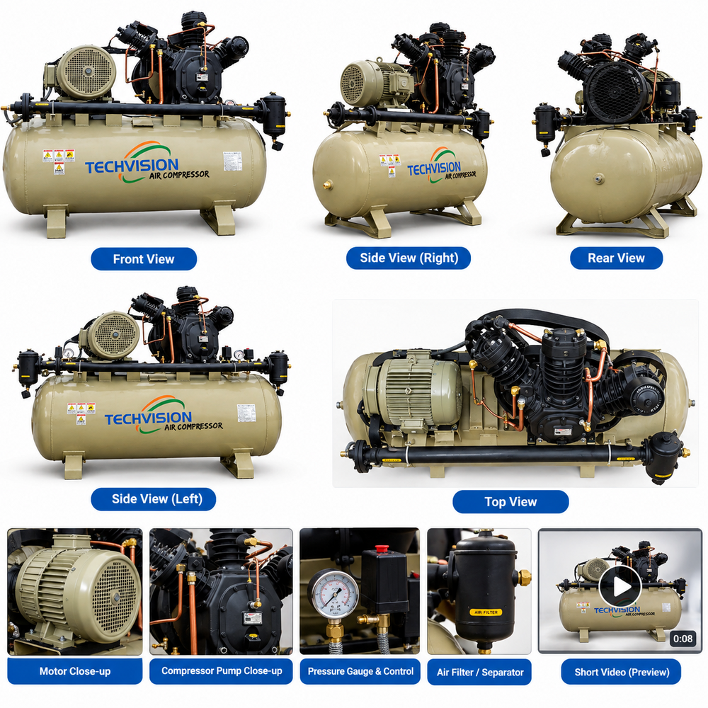 Reciprocating High Pressure Air Compressor - Material: Cast-Iron