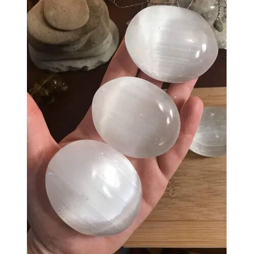 Selenite Palm Stones Polished Tumbled Soap Satin Spar Gypsum