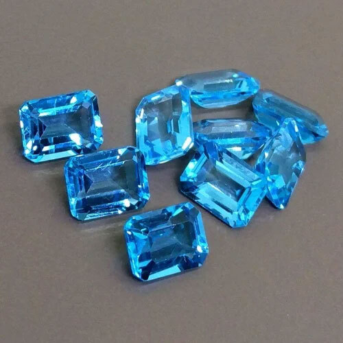 Natural Blue Swiss Topaz Emerald Faceted Cut Loose Certified Gemstone Untreated Lot Ready