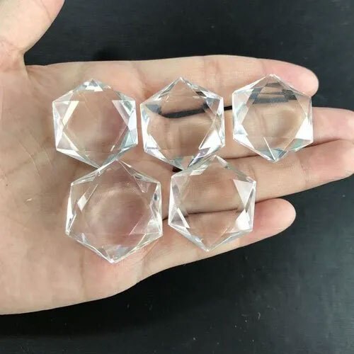 Clear Quartz Hexagon Shaped Crystal Palm Gemstone