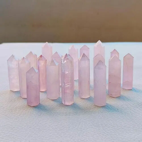 Natural Rose Quartz Crystal Gemstone Pencil Shape Rose Quartz Gemstone