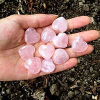 Set of 10 Rose Quartz Heart Stone 1 Wholesale Bulk - Healing Crystals - Pocket Heart Puffed