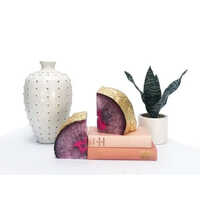 Agate Bookends Pink, Gold Agate Bookends, Geode Bookend, Gift For Her, Bookend, Book End