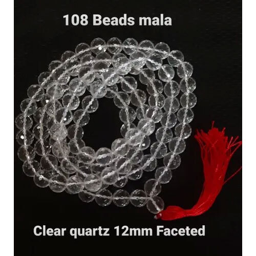 Gemstone White Sphatik Jap Mala Bead, Size 4 to 12 mm