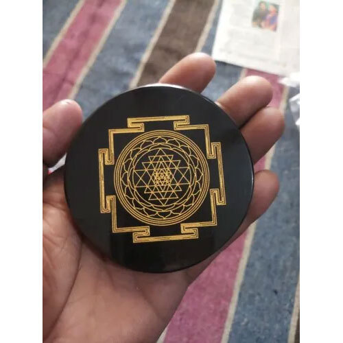 Agate Slice With Yantra Carving