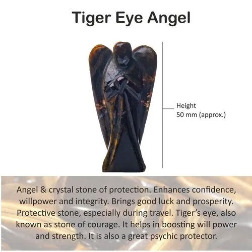 Tiger Eye Angel Guardian Natural Hand Craft Pocket Size 2 inch