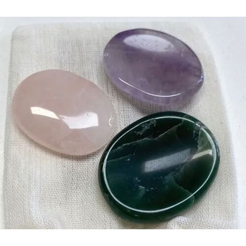 Worry Stone Anti-Anxiety Self Care Rubbing Stone Amethyst, Rose Quartz And Aventurine