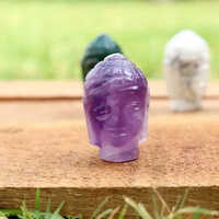 Buddha Head Statue Amethyst Crystal Jade Howlite Lapis Lazuli Tigers Eye Gemstone Buddha