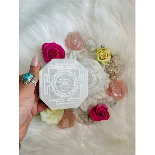 Selenite Sri Yantra Chunky Crystal Charging Plate