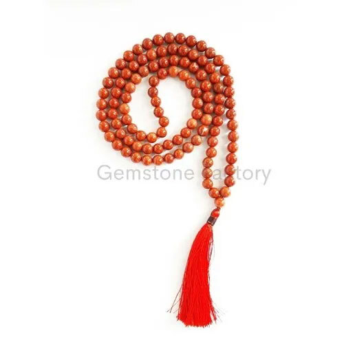 Red Jasper Mala 108 Bead Necklace Mala Rosary Tassel Prayer Beads Bracelets