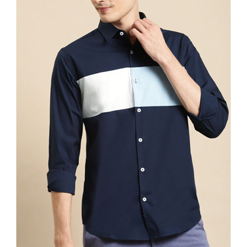 Colour Block Shirt Collar Style: Button Down