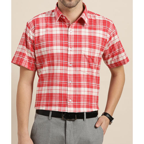 Half Sleeve Check Formal Shirt Collar Style: Button Down