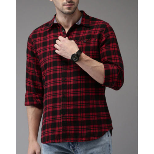 Mens Check Shirt - Cotton Blend, Full Sleeves | Bead Closure, Washable for All Seasons