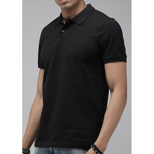 Collar Neck Black T Shirt