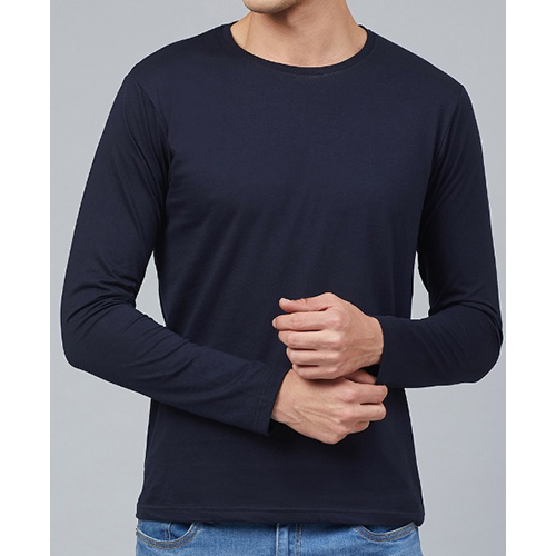 Blue Round Neck Cotton T Shirt