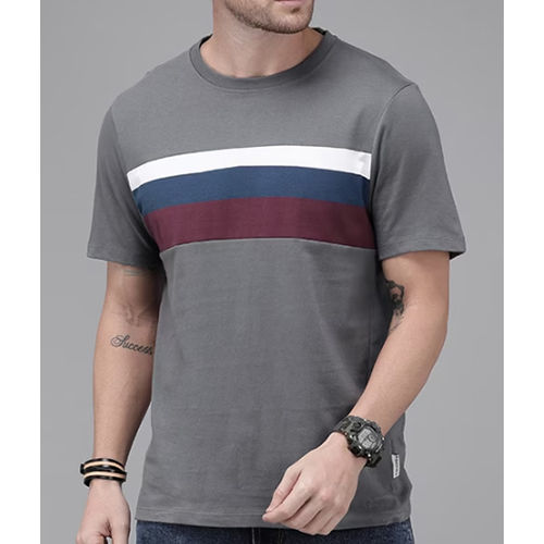 Brown Round Neck Cotton T Shirt