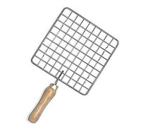 Kitchen Square Stainless Steel Roaster Papad Jali Barbecue Grill With Wooden Handle (2086)