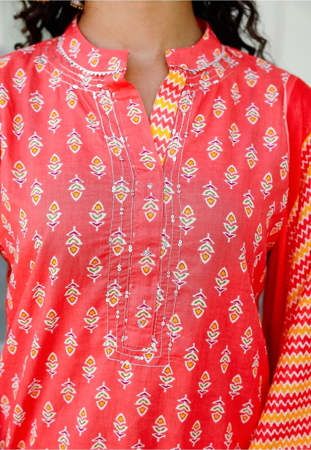 Pink Cotton Printed Kurta Pant Set With Dupatta