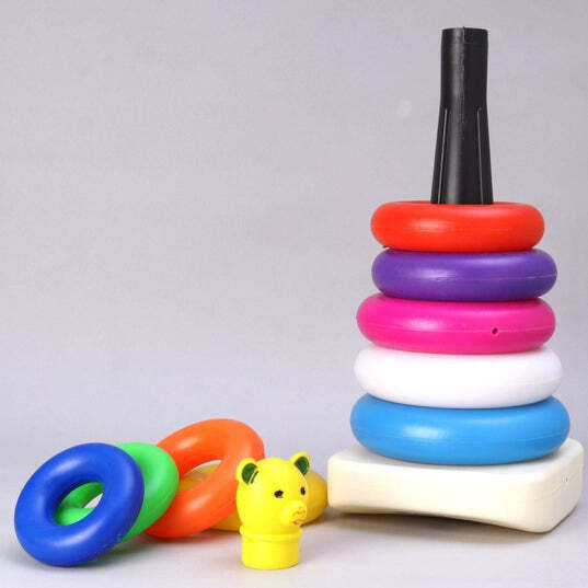 Plastic Baby Kids Teddy Stacking Ring Jumbo Stack Up Educational Toy 7pc