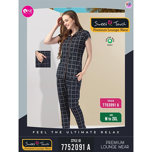 7752091-A Premium Ladies Checked Lounge Wear