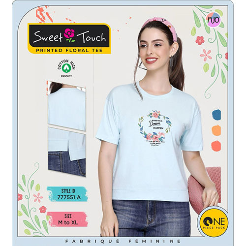 777551-A Ladies Floral Printed Tees Gender: Female