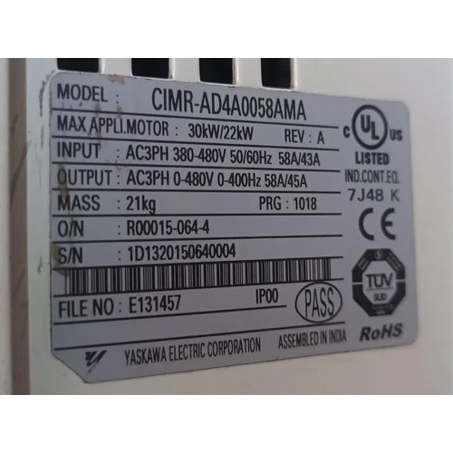 YASKAWA A1000, Model-CIMR-AD4A0058AMA, 30KW 22KW