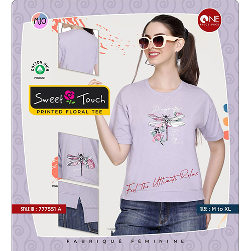 777551-A Ladies Floral Printed Tees