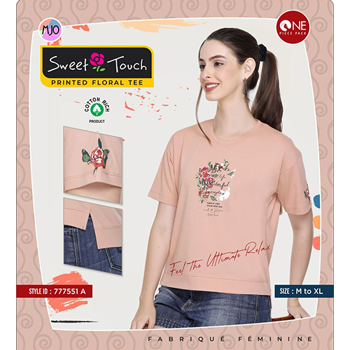 777551-A Ladies Floral Printed Tees