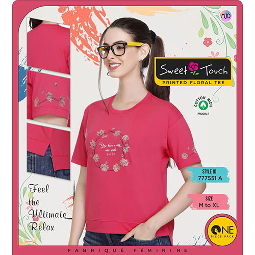 777551-A Ladies Floral Printed Tees