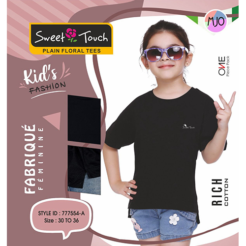 777554-A Girls Plain Floral Tees