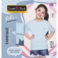 777554-A Girls Plain Floral Tees