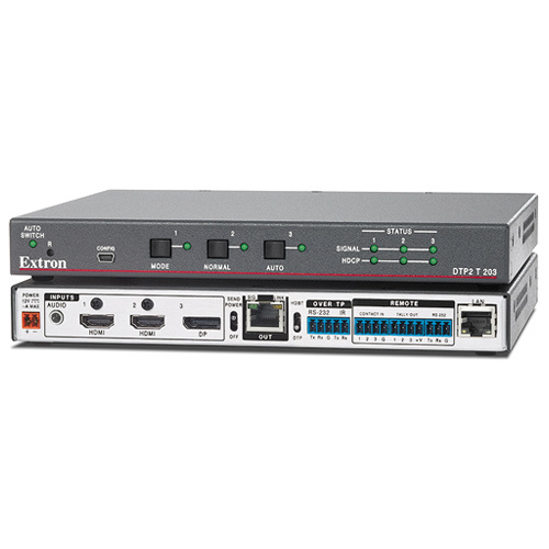 Three Input 4K-60 Switcher With Integrated DTP2 Transmitter