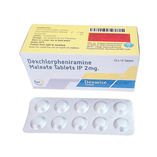 2Mg Dexchlorpheniramine Maleate Tablets Ip - Expiration Date: As Per Mention Months