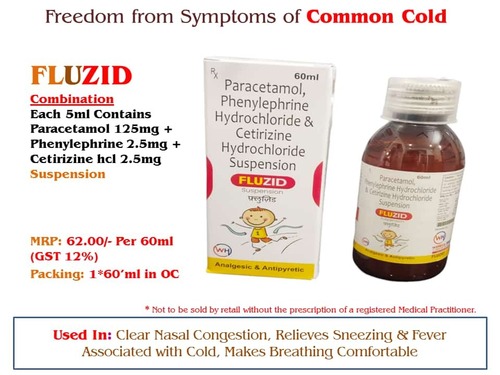 60ml Paracetamol Phenylephrine Hydrochloride Chlorpheniramine Maleate Sodium Citrate And Menthol Oral Suspension