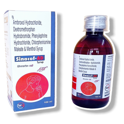 100ml Ambroxol Hydrochloride  Hydrobromide Phenylephrine Hydrochloride Chlorpheniramine Maleate And Menthol Syrup