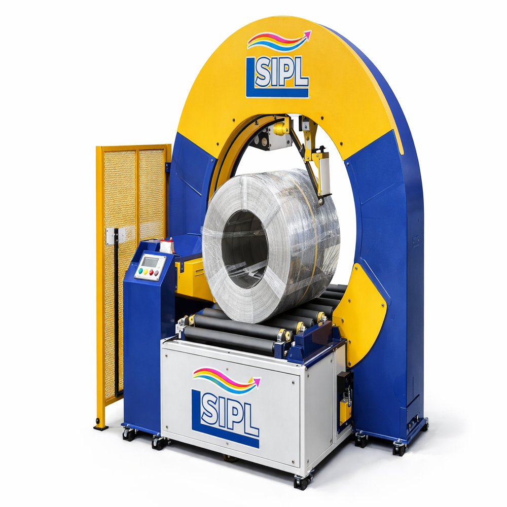 Industrial Coil Wrapping Machine - Durable Metal, 220-440 Volt Voltage Range | Automatic Grade, Human Machine Interface, Highly Efficient