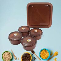 PLASTIC AIRTIGHT 4 PIECES STORAGE CONTAINER AND 1 PIECE SERVING TRAY WITH LIDS (3646)