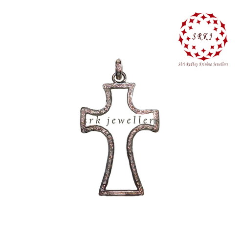 925 Starling Silver Handmade Pave Diamond Cross Style Fancy Unique Pendant - Gender: Women