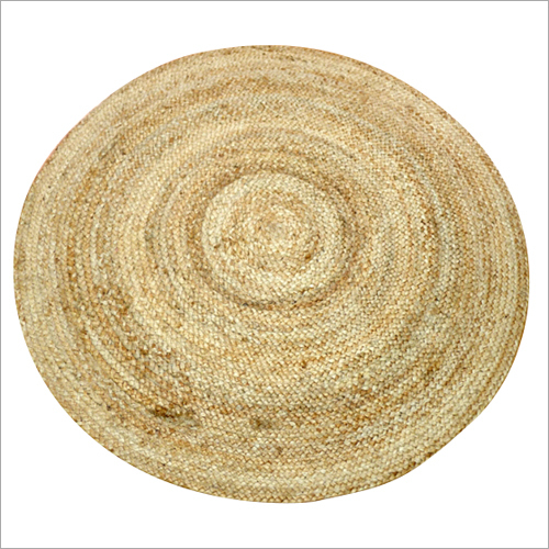Braided Round Rug - Jute Material, Customized Size , Vibrant Yellow Color with Modern Antique Design