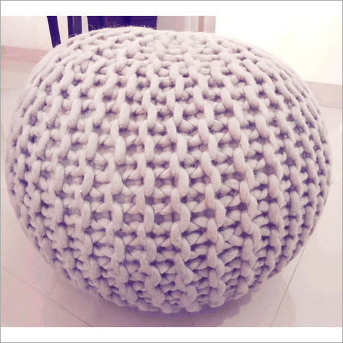 Wool Pouf - Customized Size, Light Pink Color | Versatile Footrest, Coffee Table, or Extra Seat