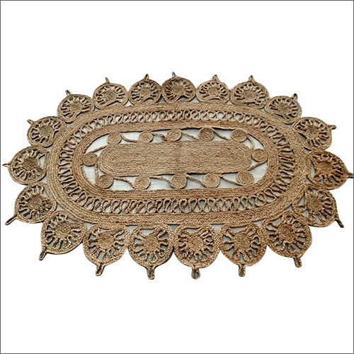 Oval Shape Jute Braided Carpets Design: Antique