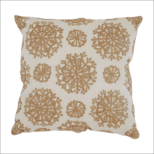 White And Yellow Floral Handwoven Cushion