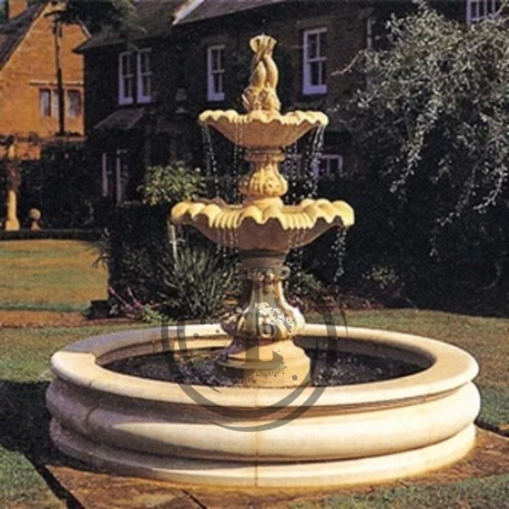 Two Tier Marble Finish Fountain - Color: Brown