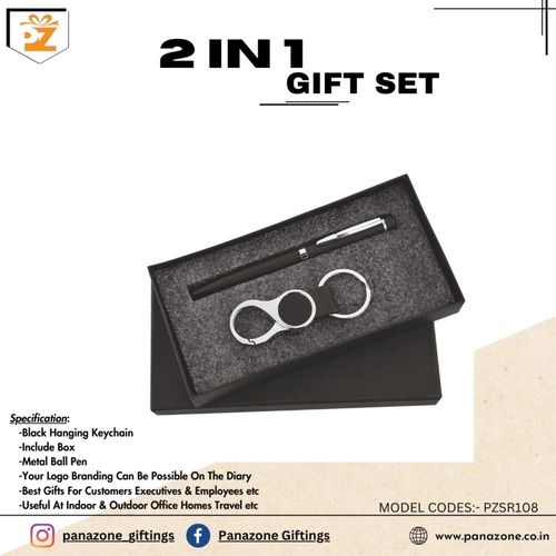 Black Metal Pen And Keychain 2 In 1 Gift Set Pzsr108