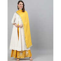 Cotton Lurex Dobby Kurta With Embroidered Palazzo And Organza Scallop Laced Dupatta Set