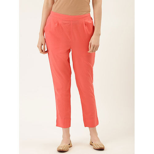 Cotton Peach Solid Trouser